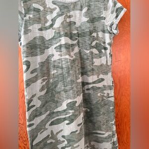 GAP Green and Light Gray Camo Tee Dress